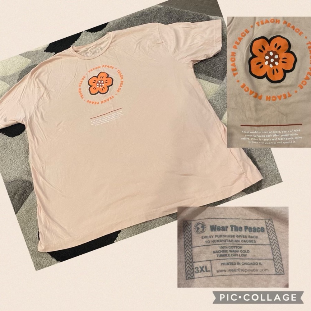 3xl wear the peace tee shirt